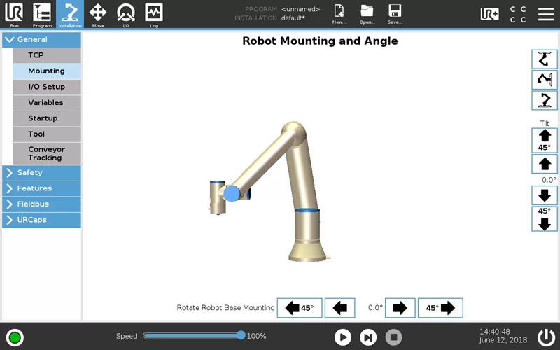 Ubiros URCap interface in Polyscope